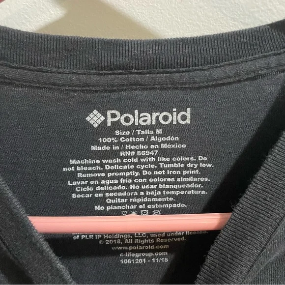 Polaroid Women’s Black Long Sleeve Graphic T-Shirt 100% Cotton Medium - Picture 3 of 4